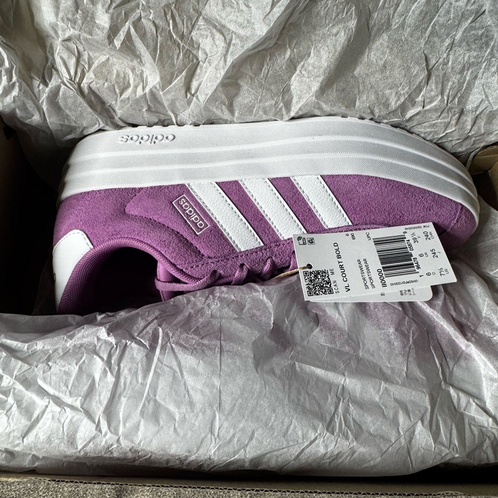 NWT Adidas VL Court Bold Platform Sneakers Purple Size 7.5 - Picture 8 of 8